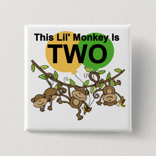 Swinging Monkeys 2nd Birthday T-shirts and Gifts 15 Cm Square Badge