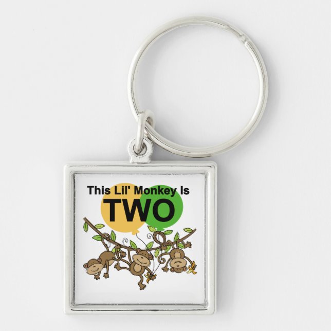 Swinging Monkeys 2nd Birthday T-shirts and Gifts Key Ring (Front)