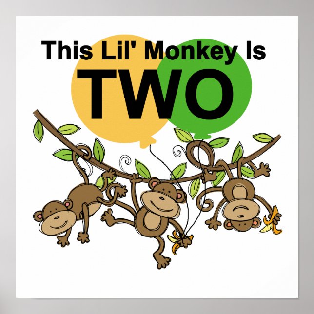 Swinging Monkeys 2nd Birthday T-shirts and Gifts Poster (Front)