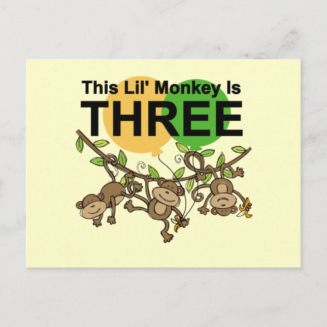 Swinging Monkeys 3rd Birthday tshirts and Gifts Postcard (Front)