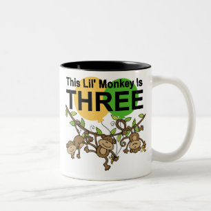 Swinging Monkeys 3rd Birthday tshirts and Gifts Two-Tone Coffee Mug