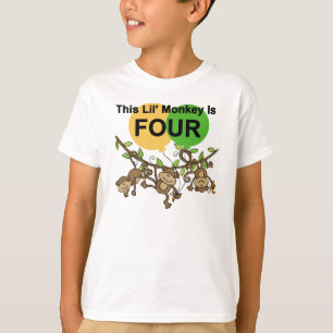 Swinging Monkeys 4th Birthday Tshirts and Gifts