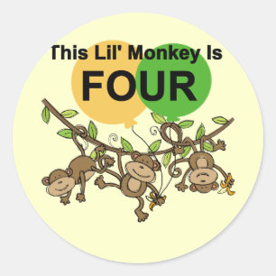 Swinging Monkeys 4th Birthday Tshirts and Gifts Classic Round Sticker