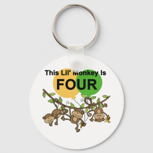 Swinging Monkeys 4th Birthday Tshirts and Gifts Key Ring