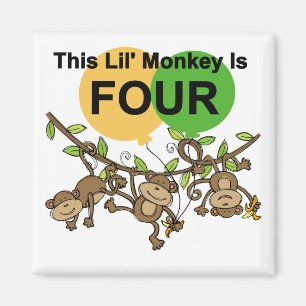 Swinging Monkeys 4th Birthday Tshirts and Gifts Magnet