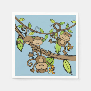 Swinging Monkeys Birthday Paper Napkins