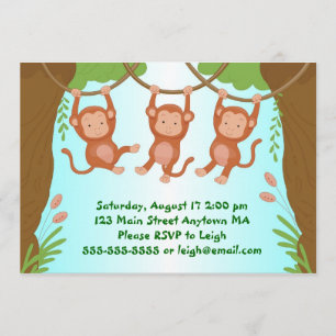 Swinging Monkeys Kid Birthday Invitation