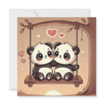 Swinging Panda Love Card