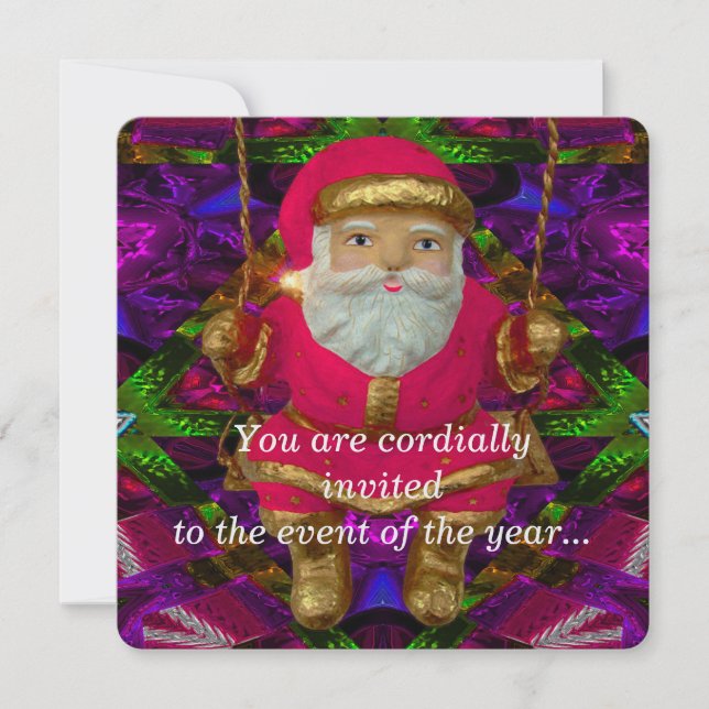 Swinging Santa 5.25" Invitations (Front)