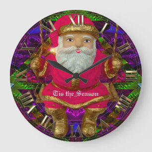 Swinging Santa Round (Large) Wall Clock