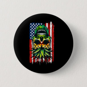 Swinging Upside Down Pineapple Us American Flag 4t 6 Cm Round Badge