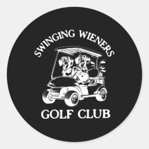 Swinging Wieners Golf Club Dachshund Wiener Dog Fa Classic Round Sticker