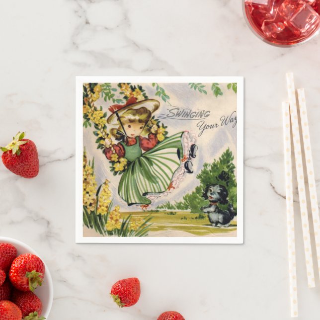 Swinging your way Vintage Girl paper napkins (Insitu)