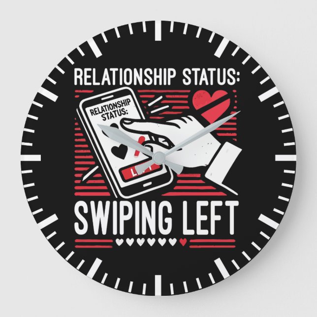 Swipe Lift, Singles Awareness Day, Anti Valentine Large Clock (Front)