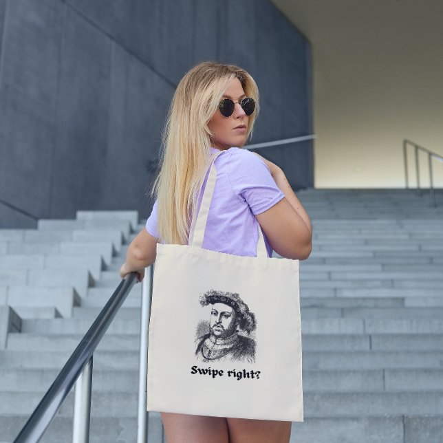 Swipe right? funny pun Henry VIII Tote Bag (Creator Uploaded)