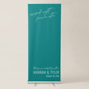 "Swiped Right, Forever After" Teal Wedding Retractable Banner
