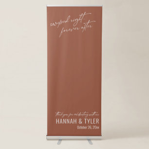 "Swiped Right, Forever After" Terracotta Wedding Retractable Banner