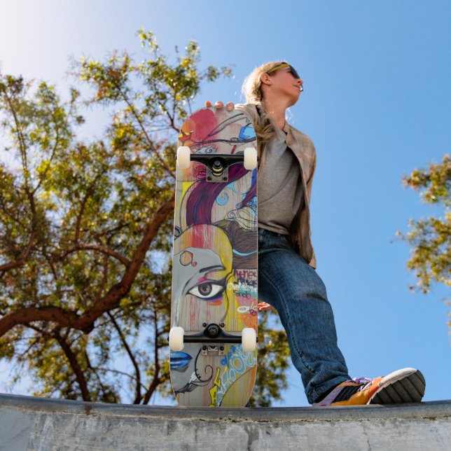 Swirl abstract face skateboard (Outdoor 1)