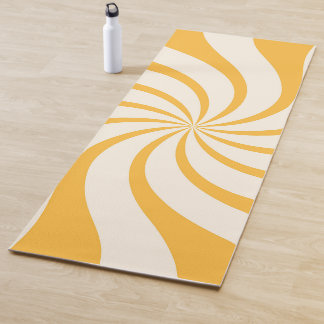 Swirl Abstract Pattern in yellow and Almond Cream Yoga Mat