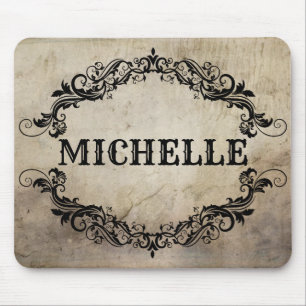 Swirl and Flourish antique vintage gothic your nam Mouse Mat