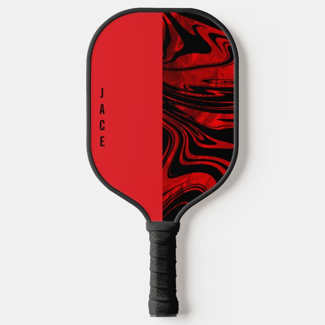 Swirl and Solid Red Monogram Pickleball Paddle (Front)