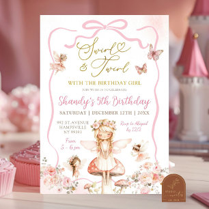 Swirl and Twirl Fairy Birthday Invitation