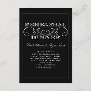 Swirl Black and White Rehearsal Dinner Invitation