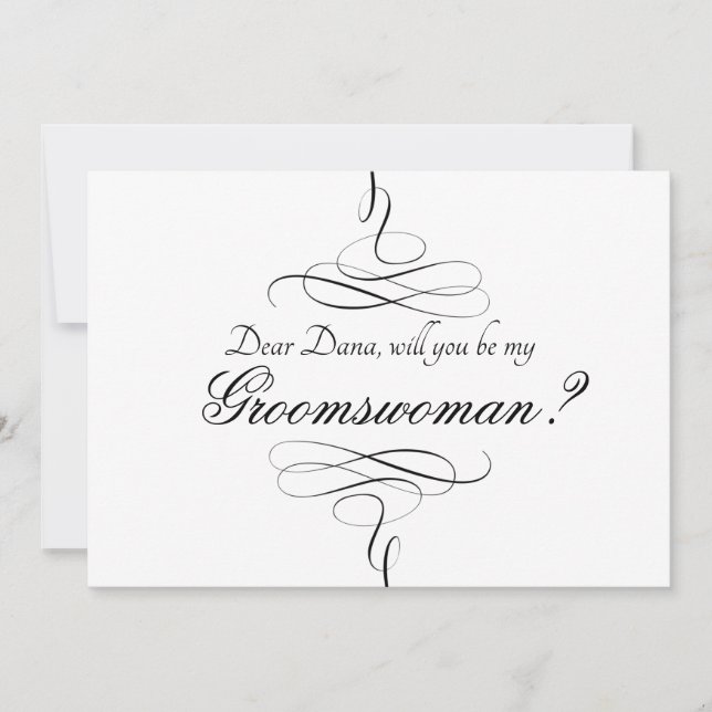 Swirl Black And White Will You Be My Groomswoman  Invitation (Front)