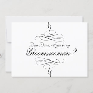Swirl Black And White Will You Be My Groomswoman  Invitation