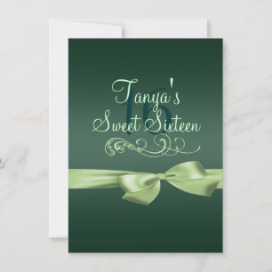 Swirl & Bow Green Birthday Invite