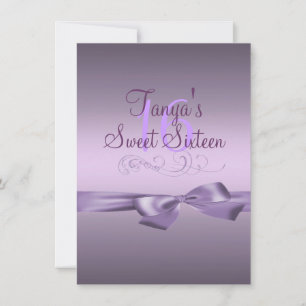 Swirl & Bow Purple Birthday Invite