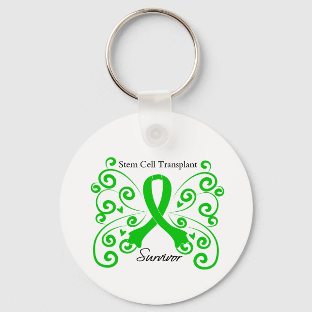 Swirl Butterfly Stem Cell Transplant Survivor Key Ring (Front)