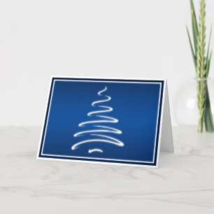 Swirl Christmas Tree in Blue and White Card