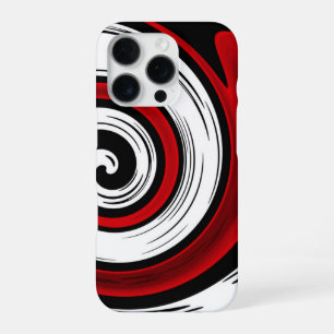 Swirl circle modern black red white colours iPhone 16 pro case