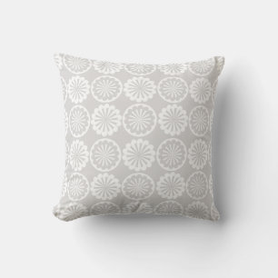 Swirl Circle Tile Pattern White Cushion