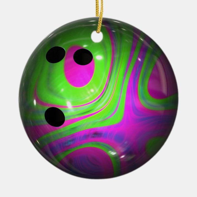 Swirl Colours Bowling Ball Ceramic Tree Decoration (Front)