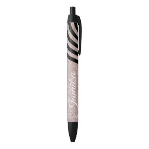 Swirl Faux Glitter Ombre Name Black Ink Pen