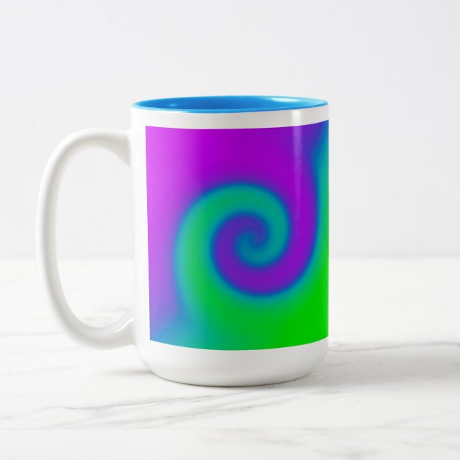 Swirl Green Purple Two-Tone Coffee Mug (Left)