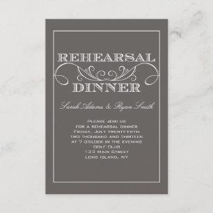 Swirl Grey Rehearsal Dinner Invitation