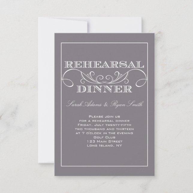 Swirl Grey Rehearsal Dinner Invitation (Front)