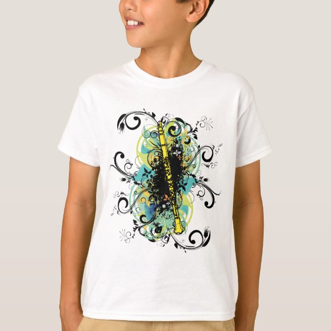 Swirl Grunge Clarinet T-Shirt (Front)