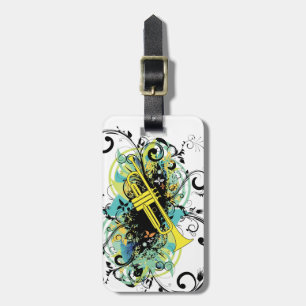 Swirl Grunge Trumpet Luggage Tag