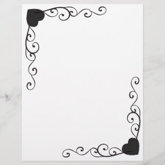 Swirl Heart Corner Border Letterhead