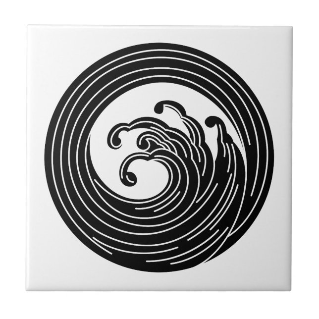 Swirl-like wave circle ceramic tile (Front)