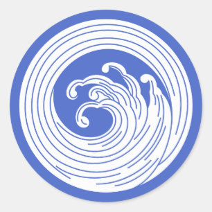 Swirl-like wave circle classic round sticker