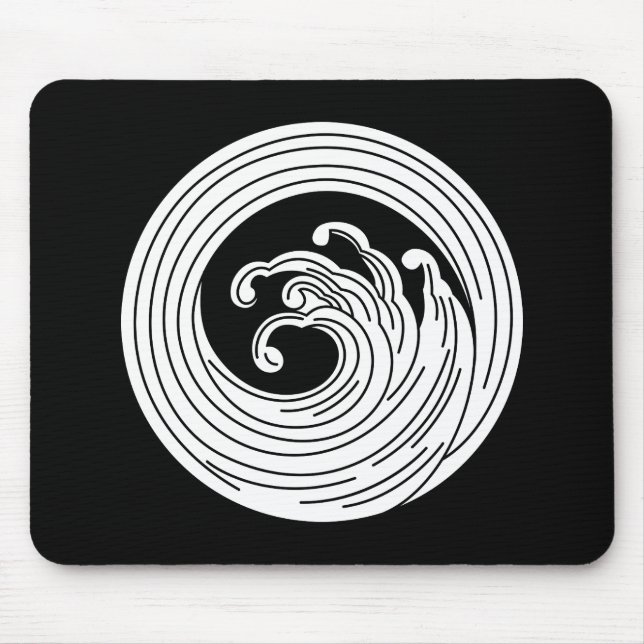 Swirl-like wave circle mouse mat (Front)