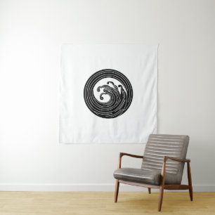 Swirl-like wave circle tapestry