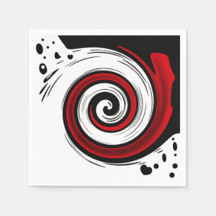Swirl liquid circle modern black red white colours napkin