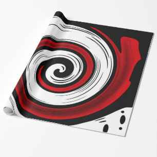 Swirl liquid circle modern black red white colours wrapping paper