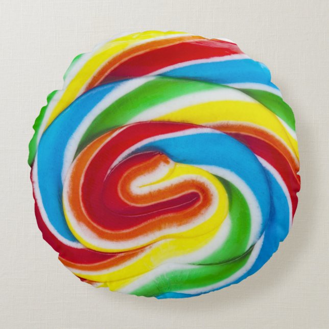 swirl lollipop candy round cushion (Front)